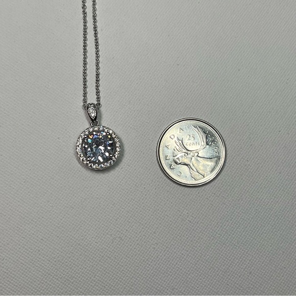 Vintage Sterling Silver Thin Chain w/ Sterling Silver Rhinestone Pendant - Picture 7 of 7